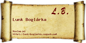 Lunk Boglárka névjegykártya